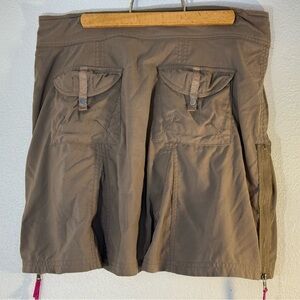 Title Nine Skort‎ Size 4 Pockets Side Zip Adjustable Brown With Coral Mesh Liner